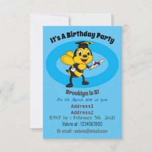 Happy cartoon bee graduation invitation