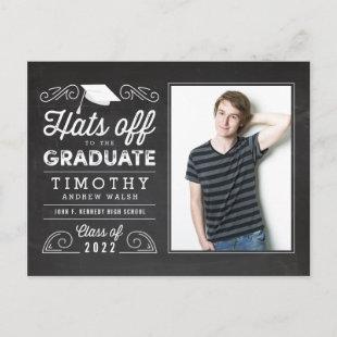 Hats Off Graduation Announcement Postcard