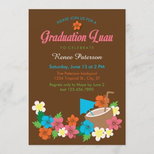 Hawaiian Hibiscus Luau Graduation Invitation