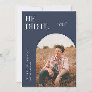 He Did It Navy Arch Graduation Announcement