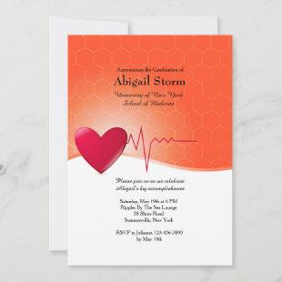 Heart Electrocardiogram Graduation Invitation