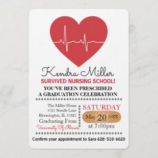 Heart Nursing School Graduation Invitations