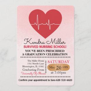 Heart Nursing School Graduation Invitations
