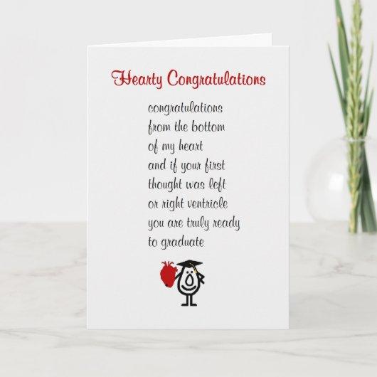Hearty Congratulations - a funny Med Sch grad poem Card