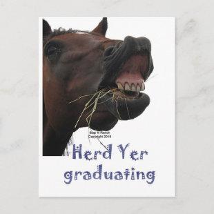 Herd Yer Graduating Funny Horse Announcement Postcard