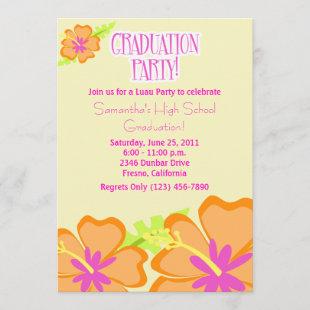 Hibiscus Flower Graduation Party Invitation Yellow