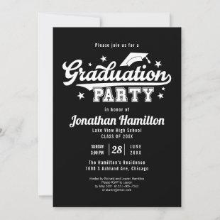 High School Black Graduation Party Invitation