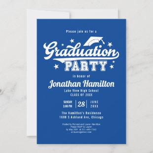 High School Blue Graduation Party Invitation