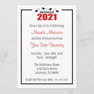 High School Grad 2021 Graduation Invite (Red Caps)