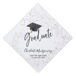 High School Grad Party Modern Splash Glitter Graduation Cap Topper