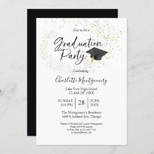 High School Grad Party Modern Splash Glitter  Invitation