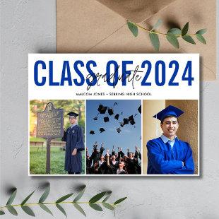 High School Graduation Blue Photo Collage  Announcement