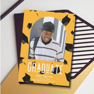High School Graduation Guy Yellow Photo Announcement