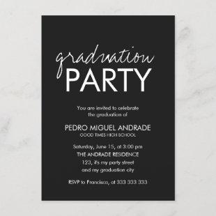High School Graduation Party Photo Black and White Invitation