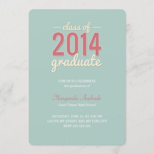 High School Graduation Party Photo Mint Pink 2014 Invitation