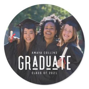High School Graduation Photo Class of 2022 Classic Round Sticker