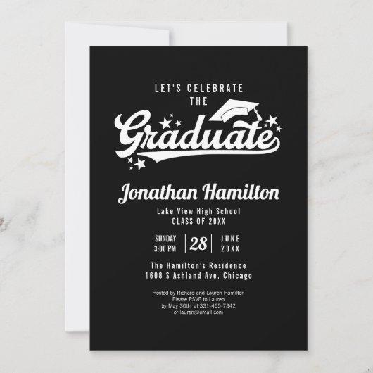 High School Let's Celebrate The Graduate Black Invitation