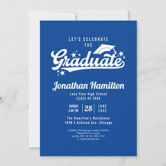High School Let's Celebrate The Graduate Blue Invitation