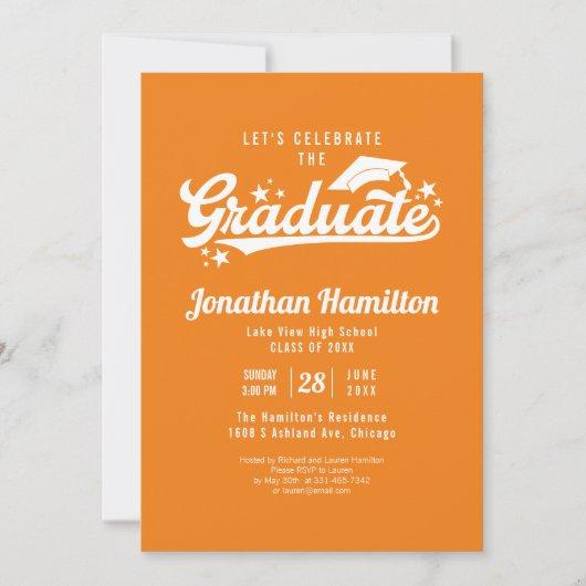 High School Let's Celebrate The Graduate Orange Invitation