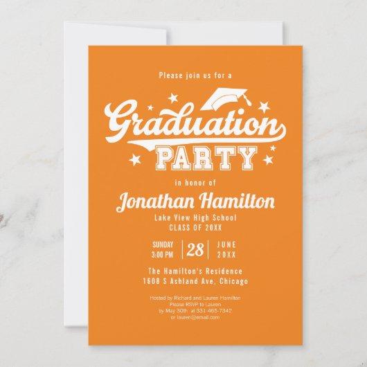 High School Orange Graduation Party Invitation
