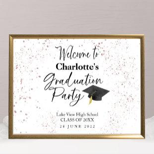 High School Splash Glitter Grad Party Welcome Sign