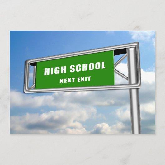 Highway Sign Graduation High School Next Invitation