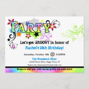 Hip Colorful 'N Groovy Party Invitation