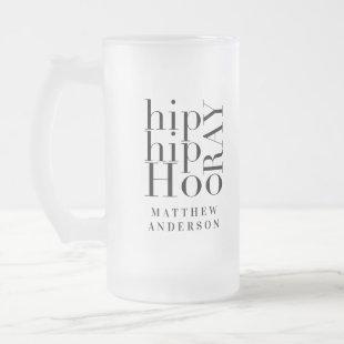 Hip hip hooray photo graduation party frosted glass beer mug