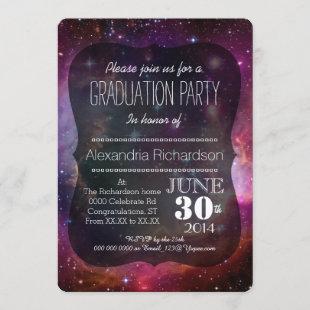 Hipster galaxy outer space Graduation party Invitation