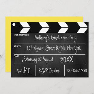 Hollywood Movie Graduation Party Chalkboard  Invit Invitation