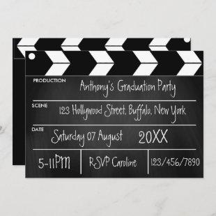 Hollywood Movie Graduation Party Chalkboard  Invitation