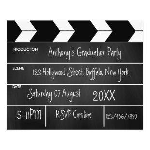 Hollywood Movie Graduation Party Chalkboard Invite Flyer