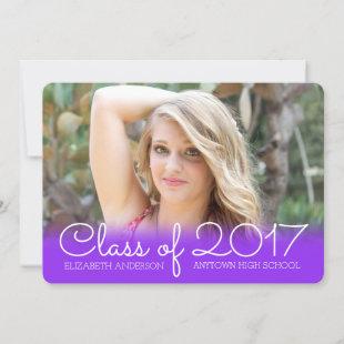 Horizontal Photo Graduation Purple Class of 2017 Invitation