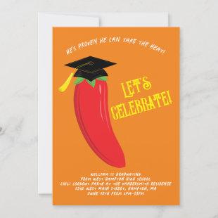 Hot Chili Pepper Graduation Party Red Invitation