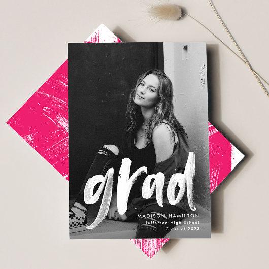 Hot Pink | Abstract Photo Graduation Announcement