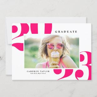 Hot Pink Bold Typography 2023 Photo Graduation Invitation