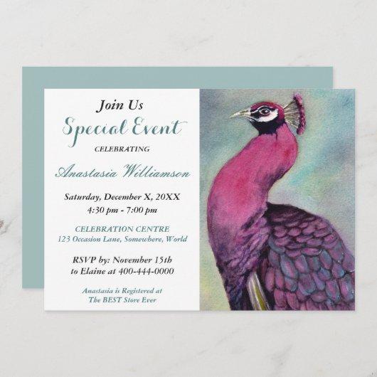HOT PINK PEACOCK PARTY EVENT INVITE
