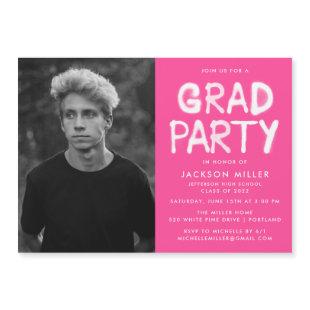 Hot Pink Spray Paint Photo Graduation Party Magnetic Invitation