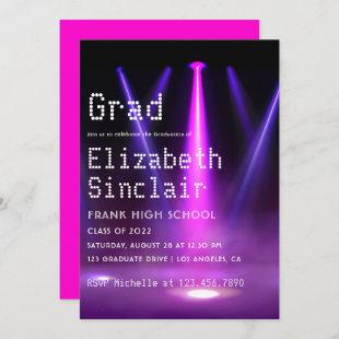 Hot-Pink Stage Lights Graduation Party Invitation