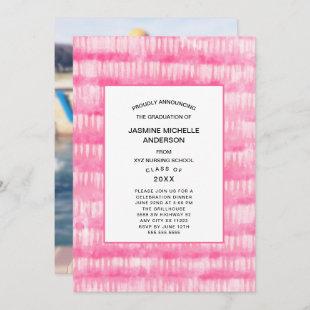Hot Pink Tie Dye photo graduation invitation