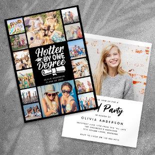 Hotter By One Degree Photo Collage Grad Party Invitation