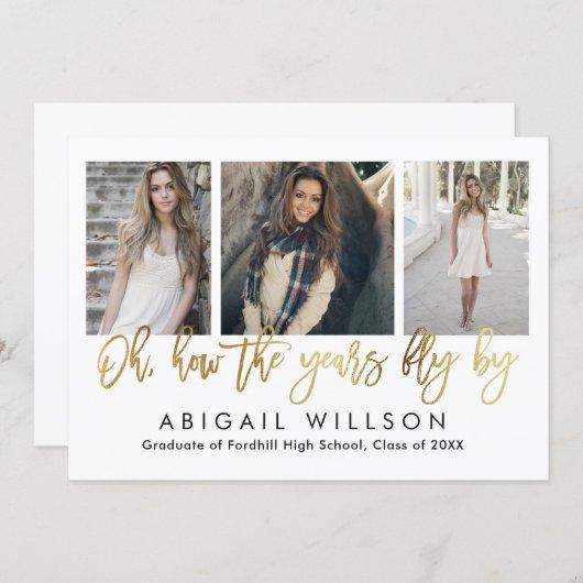 "How the years fly" Gold Script Graduation Party Invitation