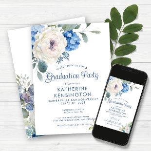 Hydrangea Rose Floral Graduation Party Invitation