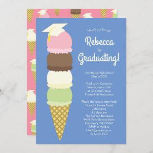 Ice Cream Graduation Social Party Invitation