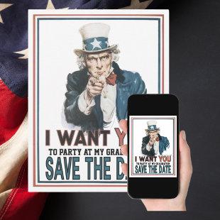 Iconic Vintage Uncle Sam Save The Date Graduation  Announcement