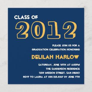 Indie style drawn on navy graduation announcement