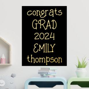 Informal Congrats Grad Name 2024 Black Foil Prints