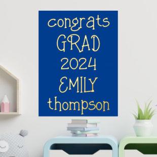 Informal Congrats Grad Name 2024 Graduation Blue Foil Prints