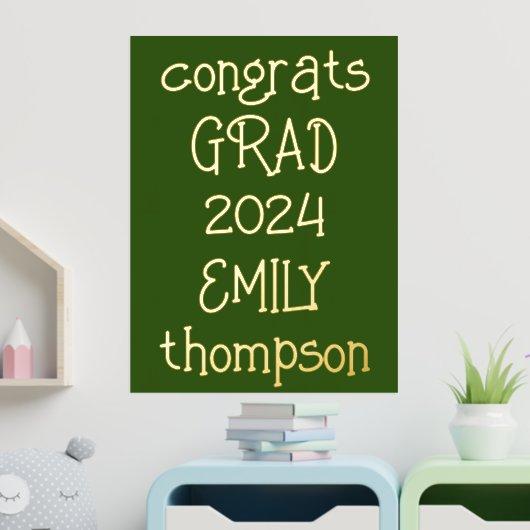Informal Congrats Grad Name 2024 Graduation Green Foil Prints