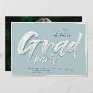 Ink script graduation photo party invitation